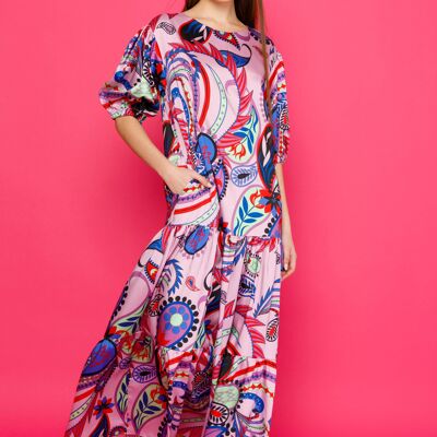 ROMY DRESS - Robe Maxi Boho Soyeuse à Volants + Ceinture
