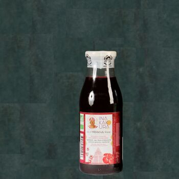 Jus d'Hibiscus / Bissap prêt à boire, peu sucré, artisanal et Bio, en bouteille verre de 50cl 2