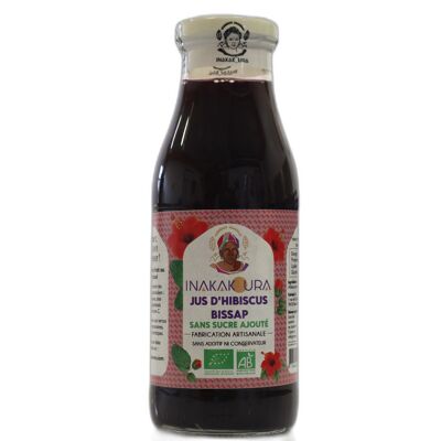 Hibiscus / Bissap juice without added sugar, ready to drink, artisanal and organic, in 50cl glass bottle