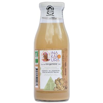 Ginger juice ready to drink, not very sweet, artisanal and organic, in 50cl glass bottle
