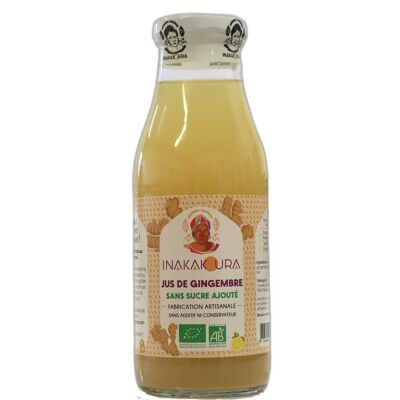Ginger juice without added sugar, ready to drink, artisanal and organic, in 50cl glass bottle