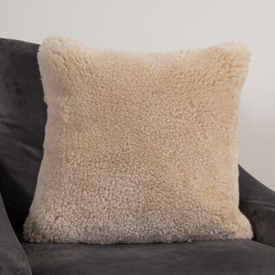 Cream Short Pile Sheepskin Cushion