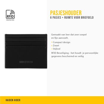 Porte-cartes Haiden Hider - Porte-cartes de luxe Mini Thin Small Wallet - Noir - Cuir 4