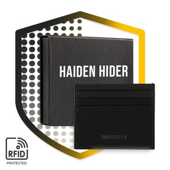 Porte-cartes Haiden Hider - Porte-cartes de luxe Mini Thin Small Wallet - Noir - Cuir 5