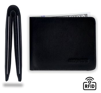 Portefeuille RFID & NFC - Portefeuille Anti-skim en Cuir Noir - 9 Cartes - Cadeau Homme - Billfold 1