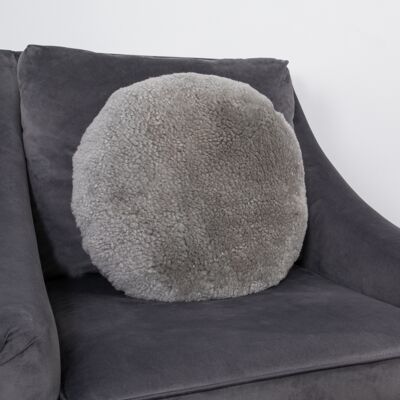 Grey Short Pile Sheepskin Cushion
