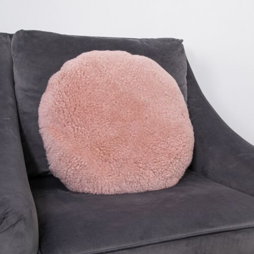 Pink Short Pile Sheepskin Cushion