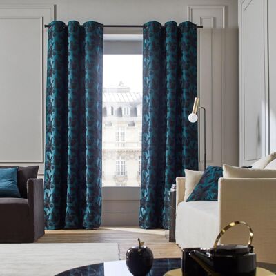 ORNELLA tenda occhielli nera Blu verde e nero 137x280 cm