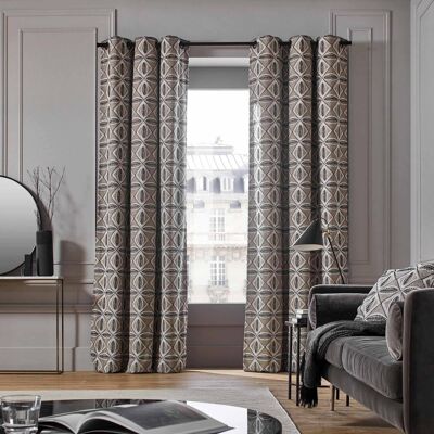 Black eyelet curtain lined with PABLO Natural and black 204x275 cm
