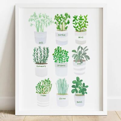 Herb Plant Pot Print A4