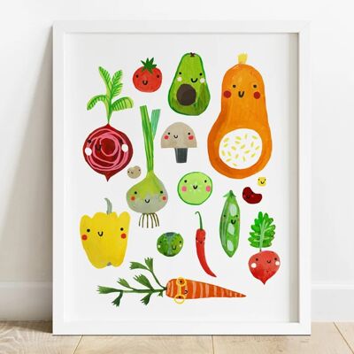 Happy Veggies Print A4