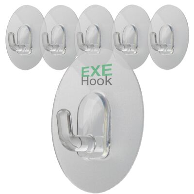 5x EXEHook the reusable adhesive hook XS 3Kg round clear