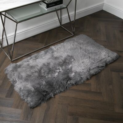 Piel de oveja rectangular gris - 70 x 140 cm