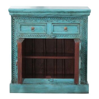 Commode orientale Elisam Bois massif turquoise | Buffet de style colonial 8