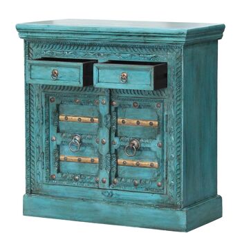 Commode orientale Elisam Bois massif turquoise | Buffet de style colonial 2