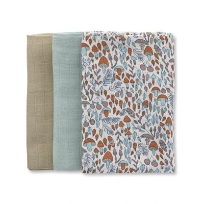 Organic Muslin Squares Set of 3 - Woodland Walk