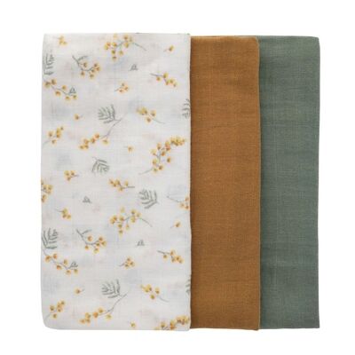 Organic Muslin Squares Set of 3 - Mimosa