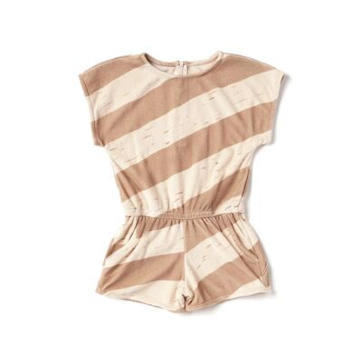 Striped Terry Romper - Mocha