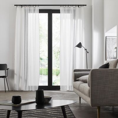 Sheer curtain panel SHADOW White and black 200x280 cm