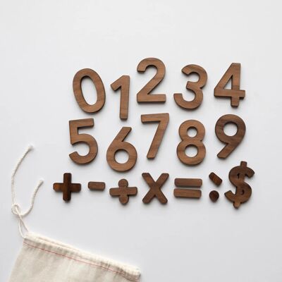 Wooden Number & Equations Set - Walnut