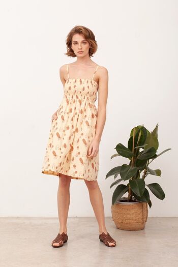 Robe en nid d'abeille beige Beth - Beige 3