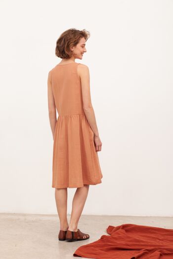 Robe mi-longue en mousseline nude Blossom - Rose 1