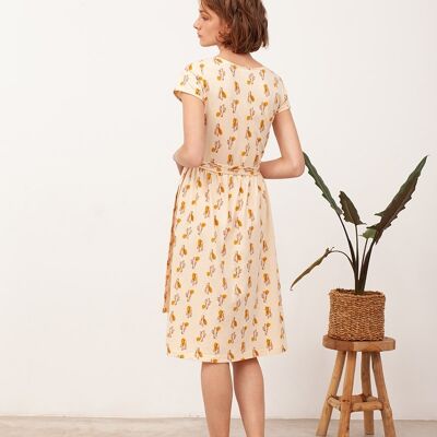 Open Dress With Cross Belt Bruna Beige - Beige