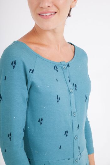 Robe Celine bleu opale à manches raglan. - Bleu 3