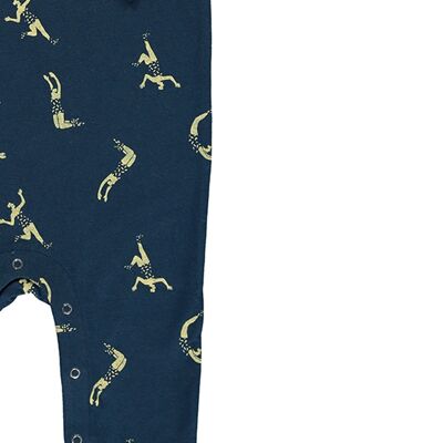 Navy blue jumpsuit with acrobats print -