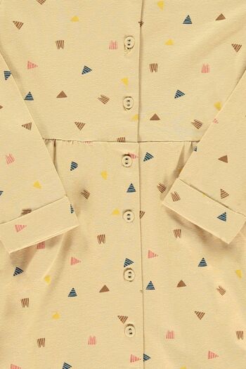 Robe beige imprimé triangles boutonnés - 2