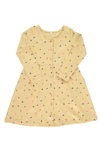 Robe beige imprimé triangles boutonnés - 5