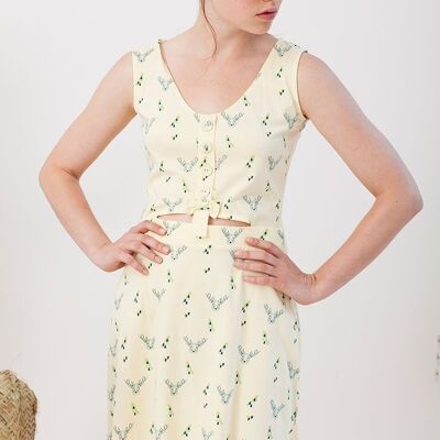 Idoia REVERSIBLE yellow dress with deer print. - Yellow