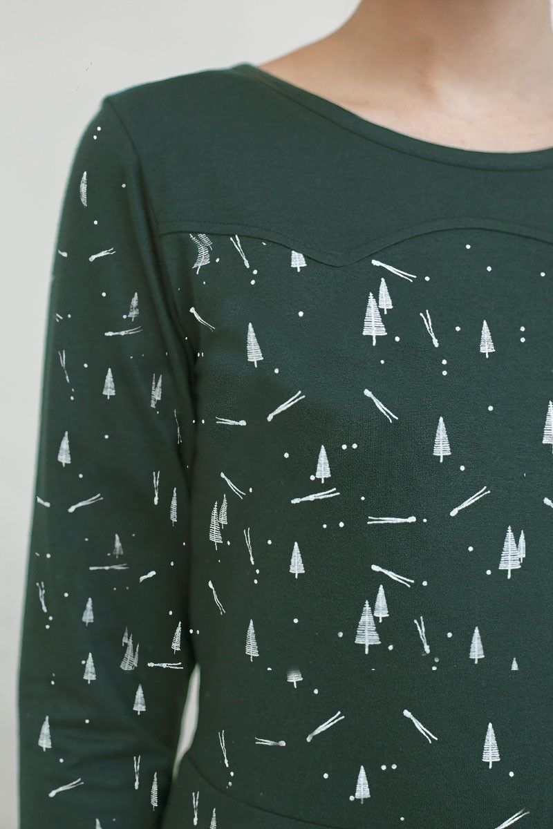 Nidia Green Pine Halbschichtkleid - Grün