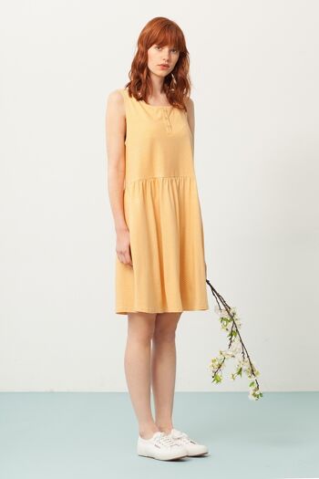 Robe Priscila oversize couleur miel avec imprimé japonisant - Jaune 3