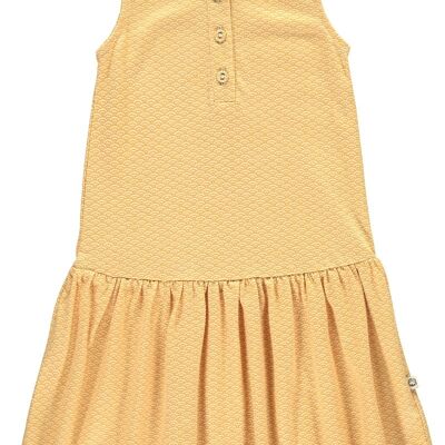 Honigfarbenes Charleston-Kleid mit japanischem Druck - Gelb