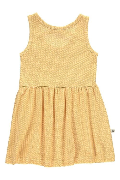 Vestido de tirantes color miel estampado japonés - Amarillo