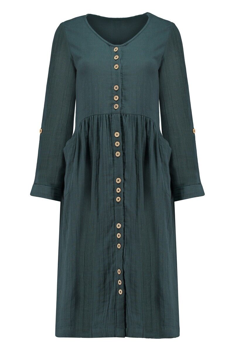 Blaues Siara-Kleid mit V-Ausschnitt - Blau