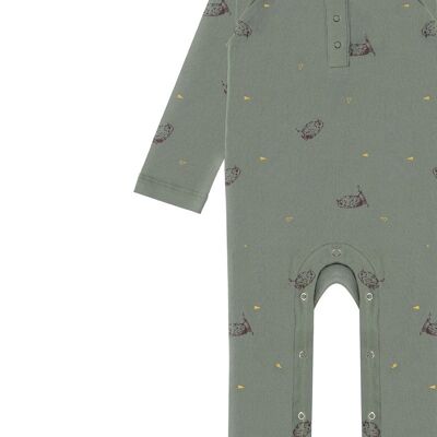 Sam green long-sleeved baby jumpsuit -