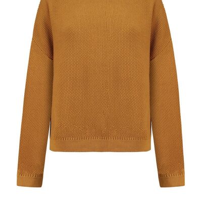 Ocher Saori short sweater - Mustard