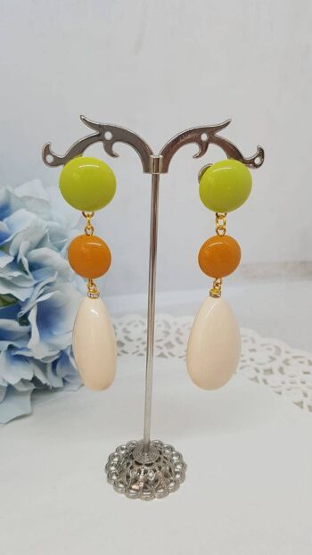 Boucles d'oreilles pendantes tricolores faites à la main en Italie - R6 4