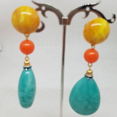 Handmade in Italy Earrings with three colors pendants