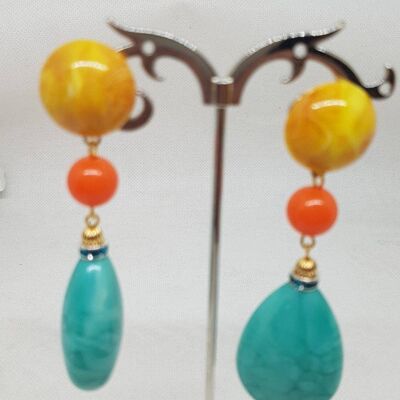 Handmade in Italy Earrings with three colors pendants