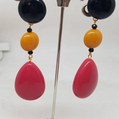 Boucles d'oreilles pendantes tricolores faites à la main en Italie - R8