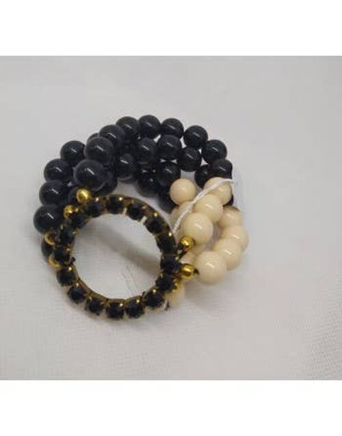 Bracciale elastico con 4 fili di perle nere