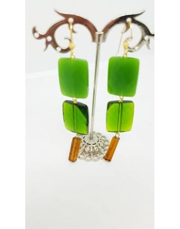 Boucles d'oreilles en résine et cristal faites à la main en Italie - R13 3