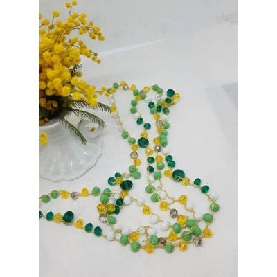 Necklace with colored crystals handmade in Italy shades of green - COLL35