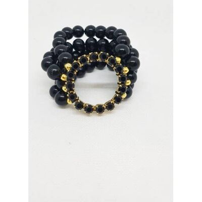 Bracelet with resin beads and rhinestone ring