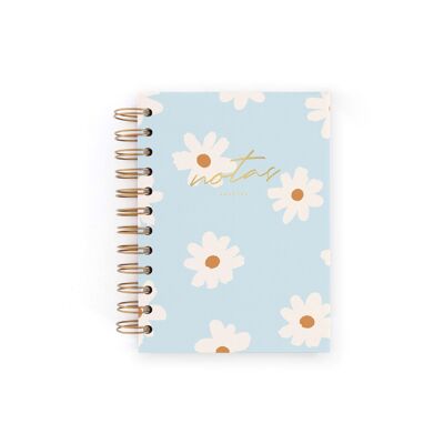 Mini cahier bleu floral. points
