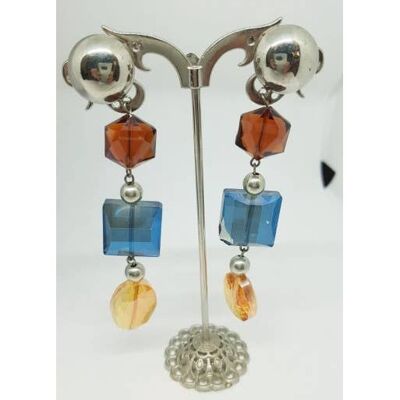 Drop earrings with colored crystals - R31