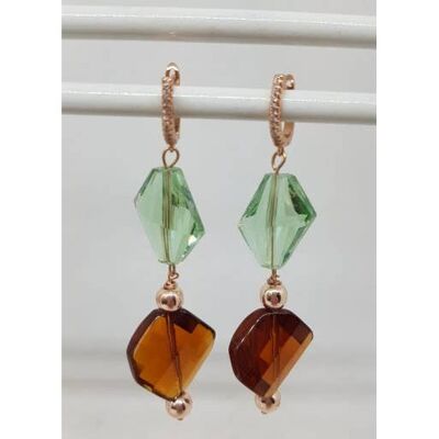 Bright earrings with crystals of various colors